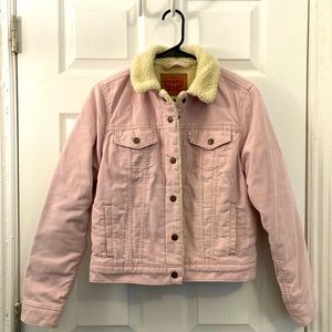 Levi’s baby pink shearling jacket